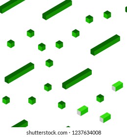 Light Green vector seamless, isometric texture in rectangular style. Abstract gradient illustration with rectangles. Texture for window blinds, curtains.