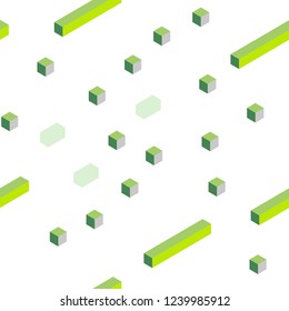 Light Green vector seamless, isometric backdrop with rhombus. Glitter abstract illustration with rectangular shapes. Pattern for design of fabric, wallpapers.