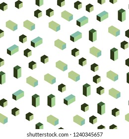 Light Green vector seamless, isometric backdrop with rhombus. Beautiful illustration with rectangles and squares. Texture for window blinds, curtains.