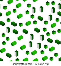 Light Green vector seamless, isometric backdrop with rhombus. Modern abstract illustration with colorful rectangles. Design for wallpaper, fabric makers.