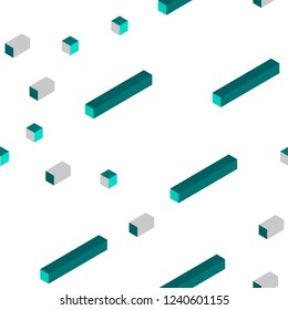 Light Green vector seamless, isometric pattern in square style. Decorative design in abstract style with rectangles. Design for textile, fabric, wallpapers.