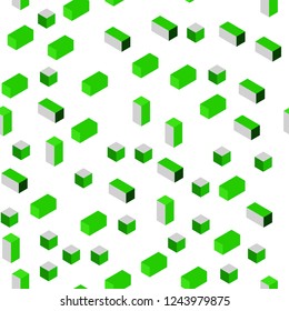 Light Green vector seamless, isometric texture in rectangular style. Decorative design in abstract style with rectangles. Design for textile, fabric, wallpapers.