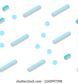 Light Green vector seamless, isometric pattern in square style. Abstract gradient illustration with rectangles. Pattern for design of fabric, wallpapers.