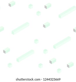 Light Green vector seamless, isometric cover in polygonal style. Decorative design in abstract style with rectangles. Design for wallpaper, fabric makers.