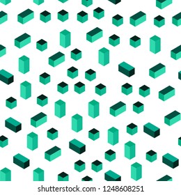 Light Green vector seamless, isometric template with rhombus. Modern abstract illustration with colorful rectangles. Pattern for trendy fabric, wallpapers.