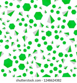 Light Green vector seamless, isometric texture with poly style with cubes. Lines, rhombus with colorful gradient. Pattern for design of fabric, wallpapers.