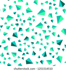 Light Green vector seamless, isometric template with crystals, triangles. Glitter abstract illustration with triangular shapes. Texture for window blinds, curtains.