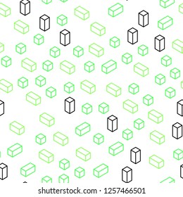 Light Green vector seamless, isometric texture in rectangular style. Glitter abstract illustration with rectangular shapes. Design for textile, fabric, wallpapers.