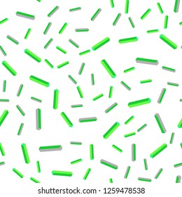 Light Green vector seamless, isometric background with stright stripes. Glitter abstract illustration with colorful sticks. Texture for window blinds, curtains.