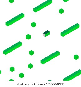 Light Green vector seamless, isometric background with rectangles. Abstract gradient illustration with rectangles. Pattern for trendy fabric, wallpapers.
