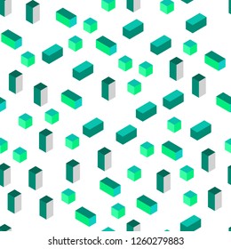 Light Green vector seamless, isometric cover in polygonal style. Illustration with set of colorful rectangles. Template for business cards, websites.
