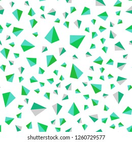 Light Green vector seamless, isometric pattern with polygonal style. Glitter abstract illustration with triangular shapes. Pattern for design of fabric, wallpapers.