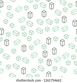 Light Green vector seamless, isometric texture in rectangular style. Illustration with set of colorful rectangles. Template for business cards, websites.