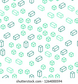 Light Green vector seamless, isometric template with rhombus. Illustration with set of colorful rectangles. Pattern for design of fabric, wallpapers.