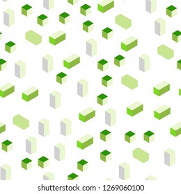 Light Green vector seamless, isometric layout with lines, rectangles. Abstract gradient illustration with rectangles. Design for wallpaper, fabric makers.