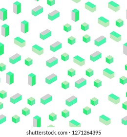 Light Green vector seamless, isometric template with rhombus. Decorative design in abstract style with rectangles. Texture for window blinds, curtains.
