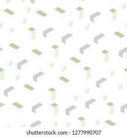 Light Green vector seamless, isometric template with rhombus. Illustration with set of colorful rectangles. Pattern for trendy fabric, wallpapers.