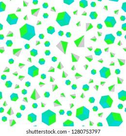 Light Green vector seamless, isometric template with crystals, squares. Illustration with set of colorful triangles, squares. Pattern for design of fabric, wallpapers.