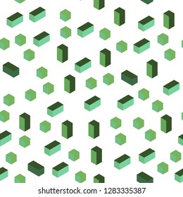 Light Green vector seamless, isometric layout with lines, rectangles. Glitter abstract illustration with rectangular shapes. Pattern for trendy fabric, wallpapers.