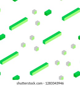 Light Green vector seamless, isometric texture in rectangular style. Beautiful illustration with rectangles and squares. Pattern for design of fabric, wallpapers.