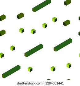 Light Green vector seamless, isometric template with rhombus. Modern abstract illustration with colorful rectangles. Pattern for trendy fabric, wallpapers.