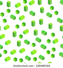 Light Green vector seamless, isometric cover in polygonal style. Beautiful illustration with rectangles and squares. Design for textile, fabric, wallpapers.