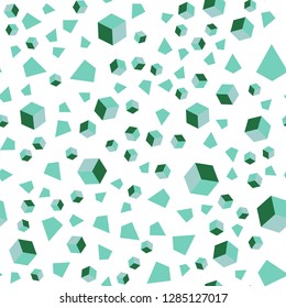 Light Green vector seamless, isometric cover with triangles, rectangles. Glitter abstract illustration with squares, lines. Texture for window blinds, curtains.