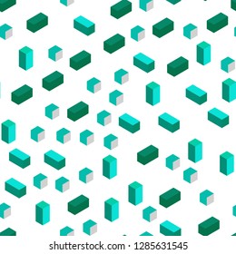 Light Green vector seamless, isometric cover in polygonal style. Glitter abstract illustration with rectangular shapes. Texture for window blinds, curtains.