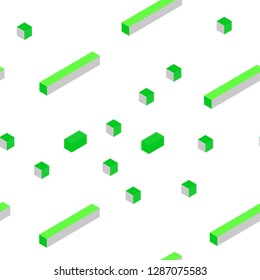 Light Green vector seamless, isometric backdrop with rhombus. Illustration with set of colorful rectangles. Pattern for design of fabric, wallpapers.
