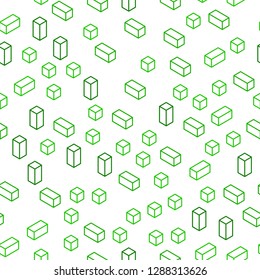 Light Green vector seamless, isometric template with rhombus. Glitter abstract illustration with rectangular shapes. Texture for window blinds, curtains.