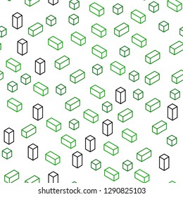 Light Green vector seamless, isometric texture in rectangular style. Illustration with set of colorful rectangles. Texture for window blinds, curtains.