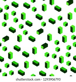 Light Green vector seamless, isometric background with rectangles. Decorative design in abstract style with rectangles. Pattern for design of fabric, wallpapers.