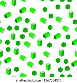 Light Green vector seamless, isometric template with rhombus. Beautiful illustration with rectangles and squares. Texture for window blinds, curtains.