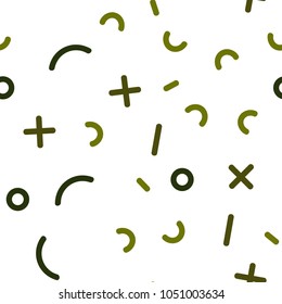 Light Green vector seamless layout with simple elements. Colorful seamless gradient with lines and signs of maths. Template for business cards, websites.