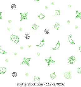 Light Green vector seamless layout with restaurant food. Decorative shining illustration with food on abstract template. Design for ad, poster, banner of cafes or restaurants.