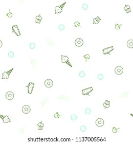 Light Green vector seamless layout with restaurant food. Decorative shining illustration with food on abstract template. Design for ad, poster, banner of cafes or restaurants.