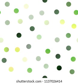 Light Green vector seamless layout with circle shapes. Glitter abstract illustration with blurred drops of rain. Beautiful design for your business natural advert.
