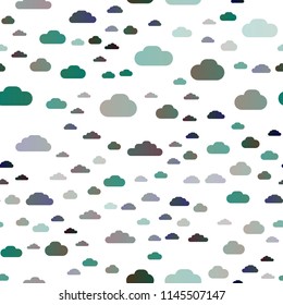 Light Green vector seamless layout with cloudscape. Beautiful illustration with colorful sky, clouds. Template for business cards, websites.