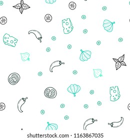 Light Green vector seamless layout with restaurant food. Beautiful colored illustration with food in doodle style. Pattern for ad, booklets, leaflets of restaurants.