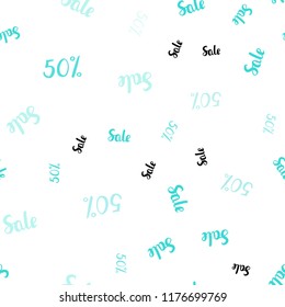 Light Green vector seamless layout with discount of 50%. Colorful set of  percentage signs in simple style. Backdrop for mega promotions, discounts.