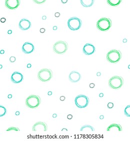 Light Green vector seamless layout with circle shapes. Glitter abstract illustration with blurred drops of rain. Pattern can be used for beautiful websites.