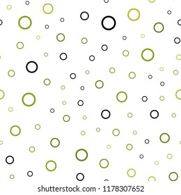 Light Green vector seamless layout with circle shapes. Blurred bubbles on abstract background with colorful gradient. Pattern can be used as texture of wallpapers.