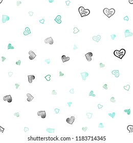 Light Green vector seamless layout with sweet hearts. Illustration with hearts in love concept for valentine's day. Pattern for carnival, festival romantic leaflets.