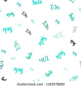 Light Green vector seamless layout with discount of 40%. Colored words of sales with gradient on white background. Design for business ads, commercials.