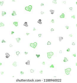 Light Green vector seamless layout with sweet hearts. Decorative shining illustration with hearts on abstract template. Pattern for marriage gifts, congratulations.