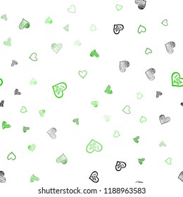 Light Green vector seamless layout with sweet hearts. Glitter abstract illustration with colorful hearts in romantic style. Pattern can be used for valentine's ad, booklets.