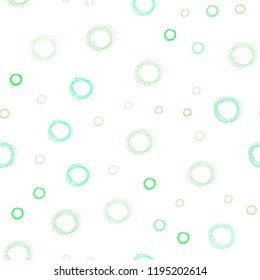 Light Green vector seamless layout with circle shapes. Abstract illustration with colored bubbles in nature style. Pattern can be used for futuristic ad, booklets.