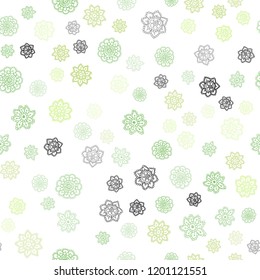 Light Green vector seamless layout with bright snowflakes. Glitter abstract illustration with crystals of ice. Trendy design for wallpaper, fabric makers.
