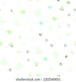 Light Green vector seamless layout with sweet hearts. Hearts on blurred abstract background with colorful gradient. Design for ad, poster, banner of Valentine Day.