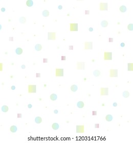 Light Green vector seamless layout with circle spots, cubes. Decorative design in abstract style with circles, rectangles. Trendy design for wallpaper, fabric makers.